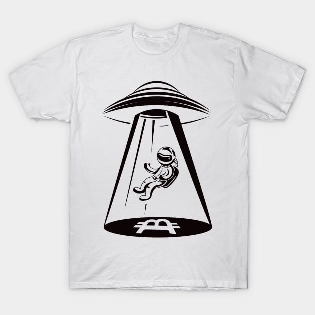 Bitcoin Astronaut. UFO Mining T-Shirt by Yeroma